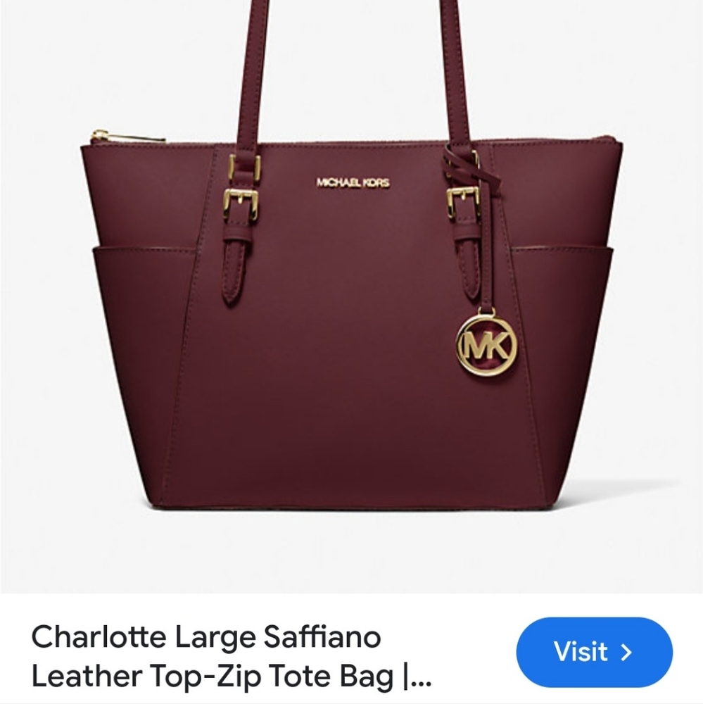 Michael Kors Charlotte Women's Burgundy Purse - Picture 7 of 7